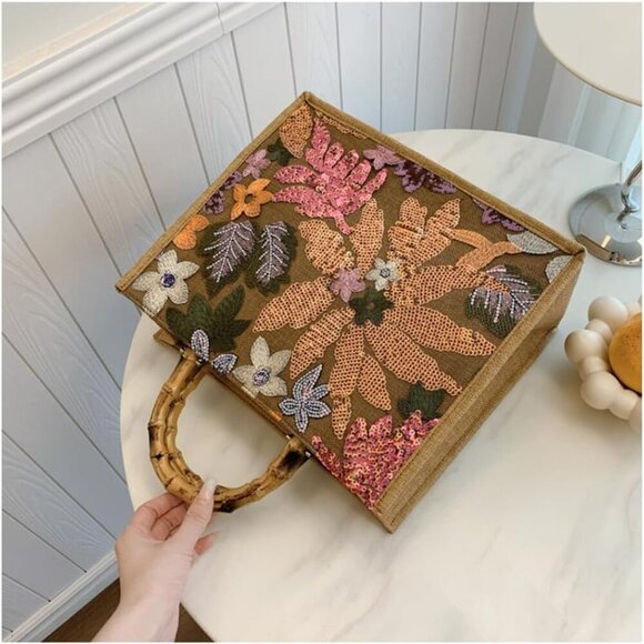 Elegant Round Straw Tote for Summer - Stylish Handbag for Daily Essentials - Picture 5 of 7